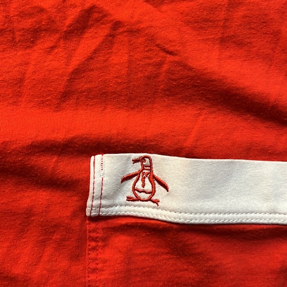 Orange Original Penguin t shirt with chest pocket - Picture 3 of 3